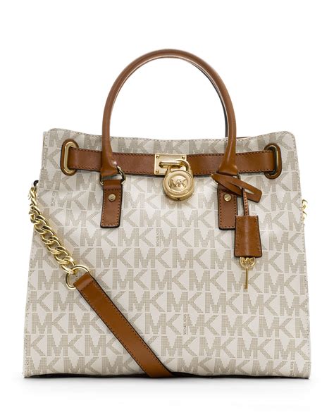 brown and white michael kors purse|Michael Kors brown tote handbags.